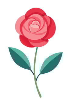 Single Red Rose Flower Bloom, Elegant Floral Design Illustration vector