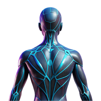 Cyberpunk Android Back View 3D Render Futuristic Illustration png