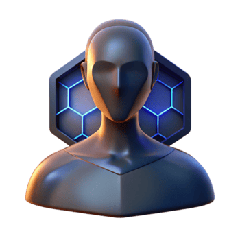 3D Render of a Futuristic Female Bust with Hexagon Technology Background png