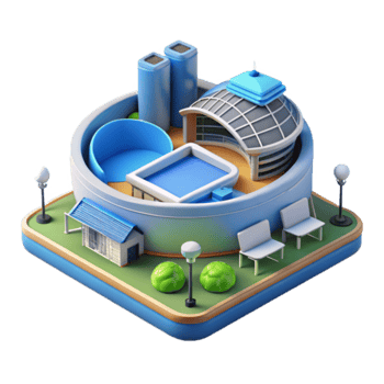 Isometric 3D Illustration of a Modern Aquatic Center png