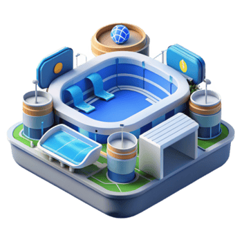Isometric 3D Illustration of a Modern Sports Complex png