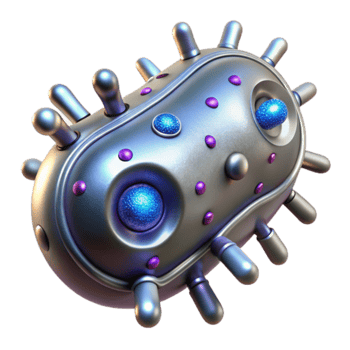 3D Render Metallic Bacteria Illustration Microorganism Science png