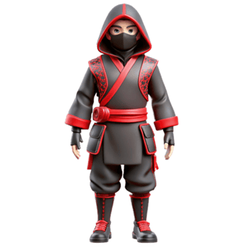 3D Render of a Young Ninja Warrior in Traditional Attire png