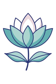 Elegant Teal Lotus Flower Botanical Illustration Design Art vector