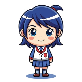 a cartoon girl in school uniform very funny vector
