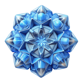 Render of a Blue Crystalline Snowflake Illustration png