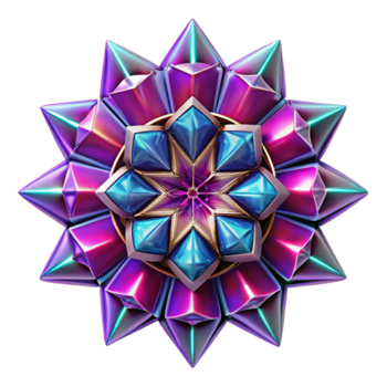 Iridescent Jewel Starburst Mandala Graphic png