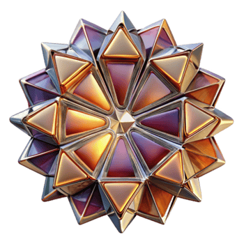 Golden Abstract 3D Geometric Starburst Illustration png