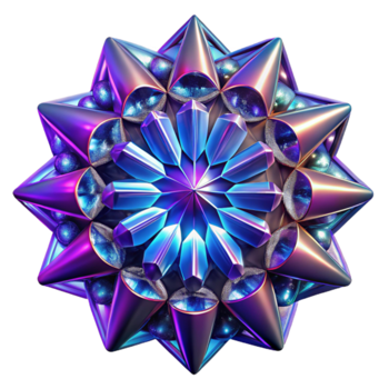 Iridescent 3D Geometric Starburst Abstract Background Illustration png