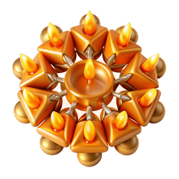 Golden Candles Festive 3D Illustration Circular Arrangement of Lit Candles png