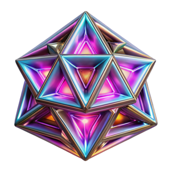 Iridescent 3D Geometric Abstract Background with Triangular Polyhedra png