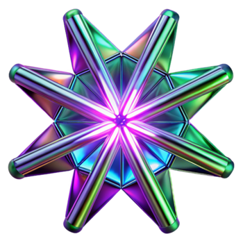 Iridescent 3D Starburst Geometric Abstract Background png