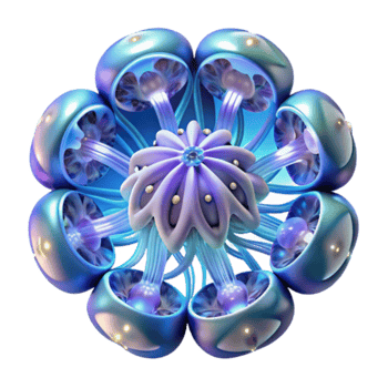 3D Render of a Bioluminescent Flower-Like Structure png