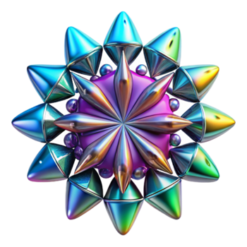 Iridescent 3D Abstract Geometric Starburst Design png
