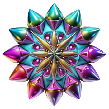 Iridescent 3D Mandala A Colorful Geometric Design png