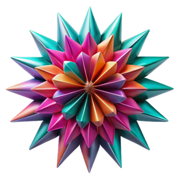Vibrant 3D Abstract Starburst Illustration Multicolored Geometric Design png