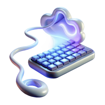 3D Render Cloud Computing Keyboard Illustration png