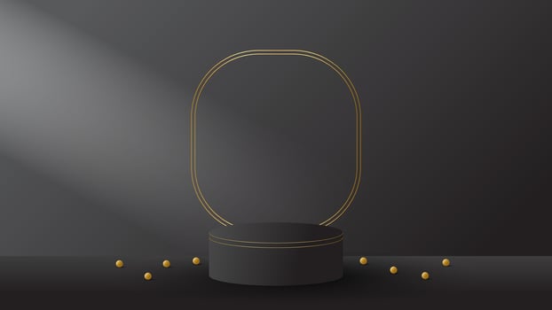 circle display podium black luxury gold modern presentation product background . stage empty dark design pedestal minimal showcase template space vector