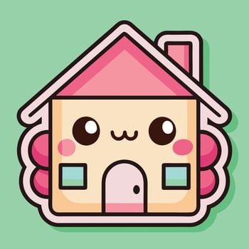 a cute house with pink and white walls vector