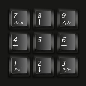 Black keypad on black background. 3d illustration vector