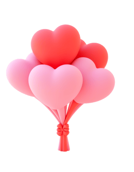Romantic Heart Balloons Bouquet for Valentines Day png