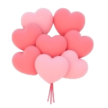 Pink Heart Balloons Bouquet Romantic Valentine's Day Decoration png