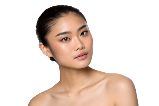 Portrait of young Asian girl with her hair pulled back isolated on transparent background png