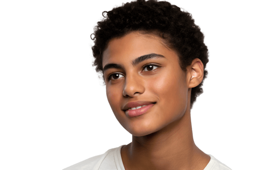 Portrait of young mulatto woman with short hair isolated on transparent background png