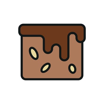 Brownies Icon showcases a festive and celebratory style, ideal for marketing brownies for birthdays, holidays, or special occasions. vector