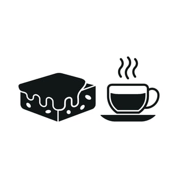 Coffee Glass and Brownies Icon showcases a minimalist and modern style, ideal for marketing trendy coffee spots and indulgent treats. vector
