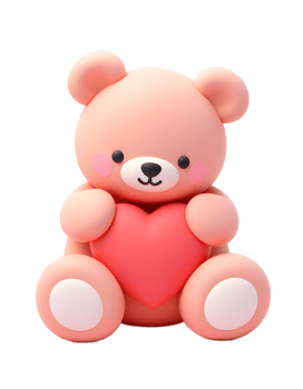 Adorable Pink Teddy Bear Holding Heart Valentine Gift png