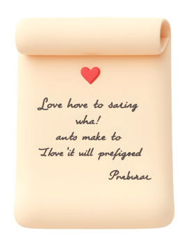 Romantic Love Note Scroll 3D Render with Heart png