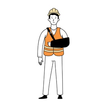 Worker with injury bandage arm vector