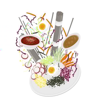 Illustration Logo Clipart Levitation Ingredients For Cooking Makguksu vector