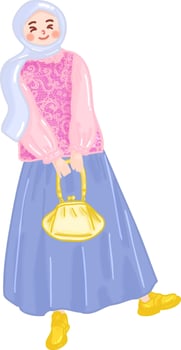 Playful Cartoon-Style Hijabi Girl vector