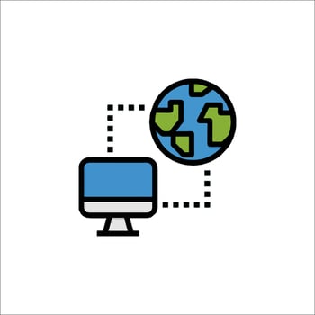 The earth is connected to a computer and a monitor vector