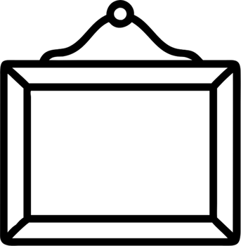 Picture frame in outline icon style, art and design theme. png