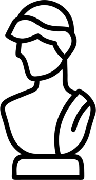 Sculpture in outline icon style, art and design theme. png
