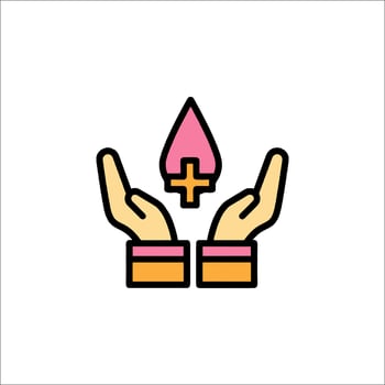 Two hands holding a cross icon vector
