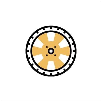 A yellow and black wheel icon on a white background vector