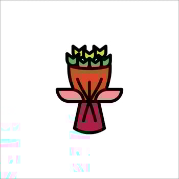 A flower bouquet icon in a line style vector