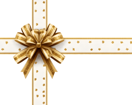 Elegant Gold Ribbon Bow on White Festive Design png