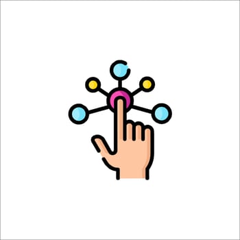 A hand pressing a button with a network icon vector