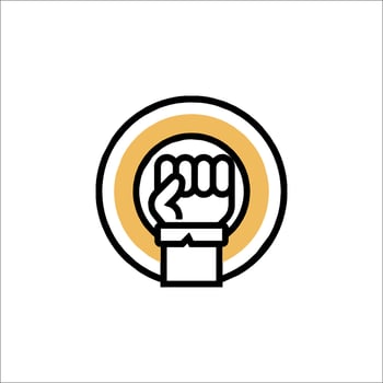 A fist icon with a circle around it vector