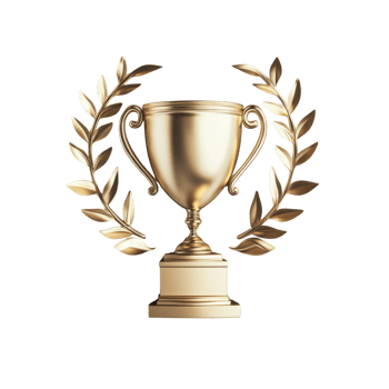 Golden Trophy With Laurel Wreath On White Background png