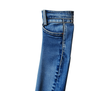 Folded blue jeans leg detail showing stitching png