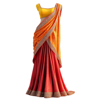 Elegant Indian Saree Displayed on Mannequin png