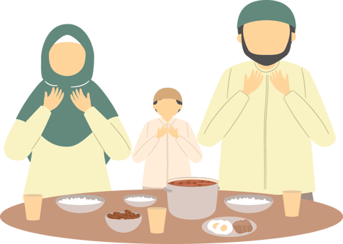 parent and boy iftar together png