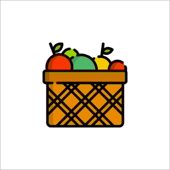 Fruit basket icon illustration vector
