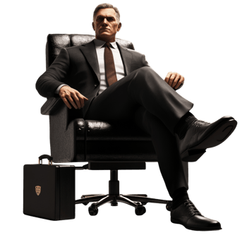 Powerful Businessman Sitting Confidently In Leather Chair png